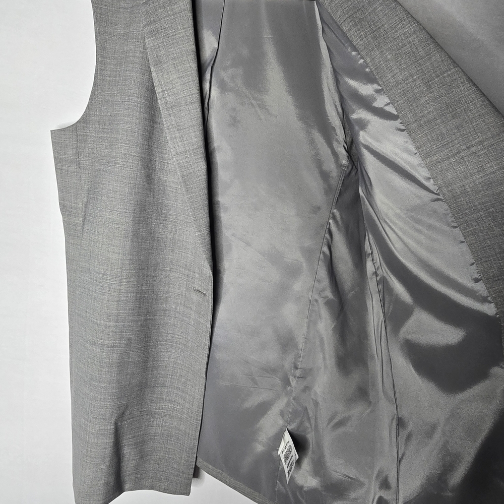 DKNY Grey Womens Sleeveless Lapel Vest Size Large Wool Single Button Closure - Picture 5 of 11